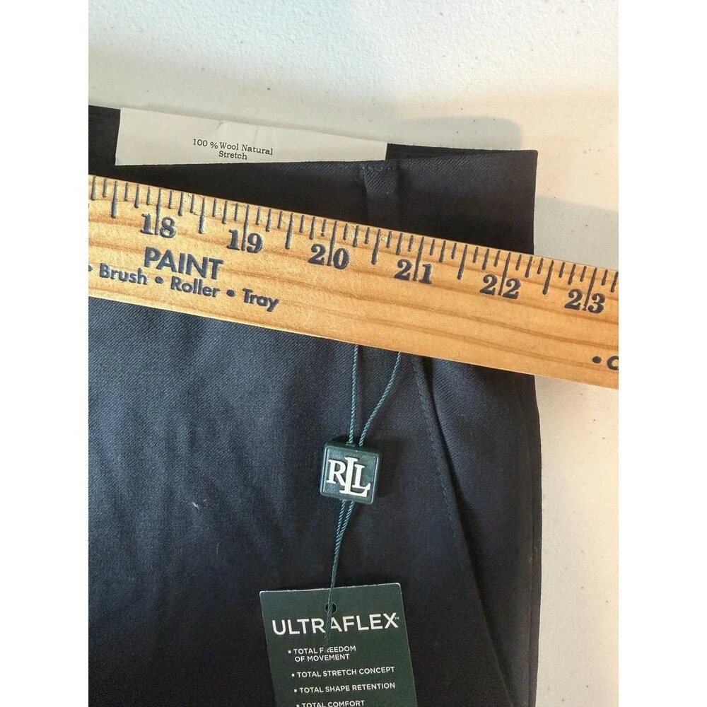 NWT Lauren Ralph Lauren Ultraflex Dress Pants Mens 44x32 Black Wool Flat Front